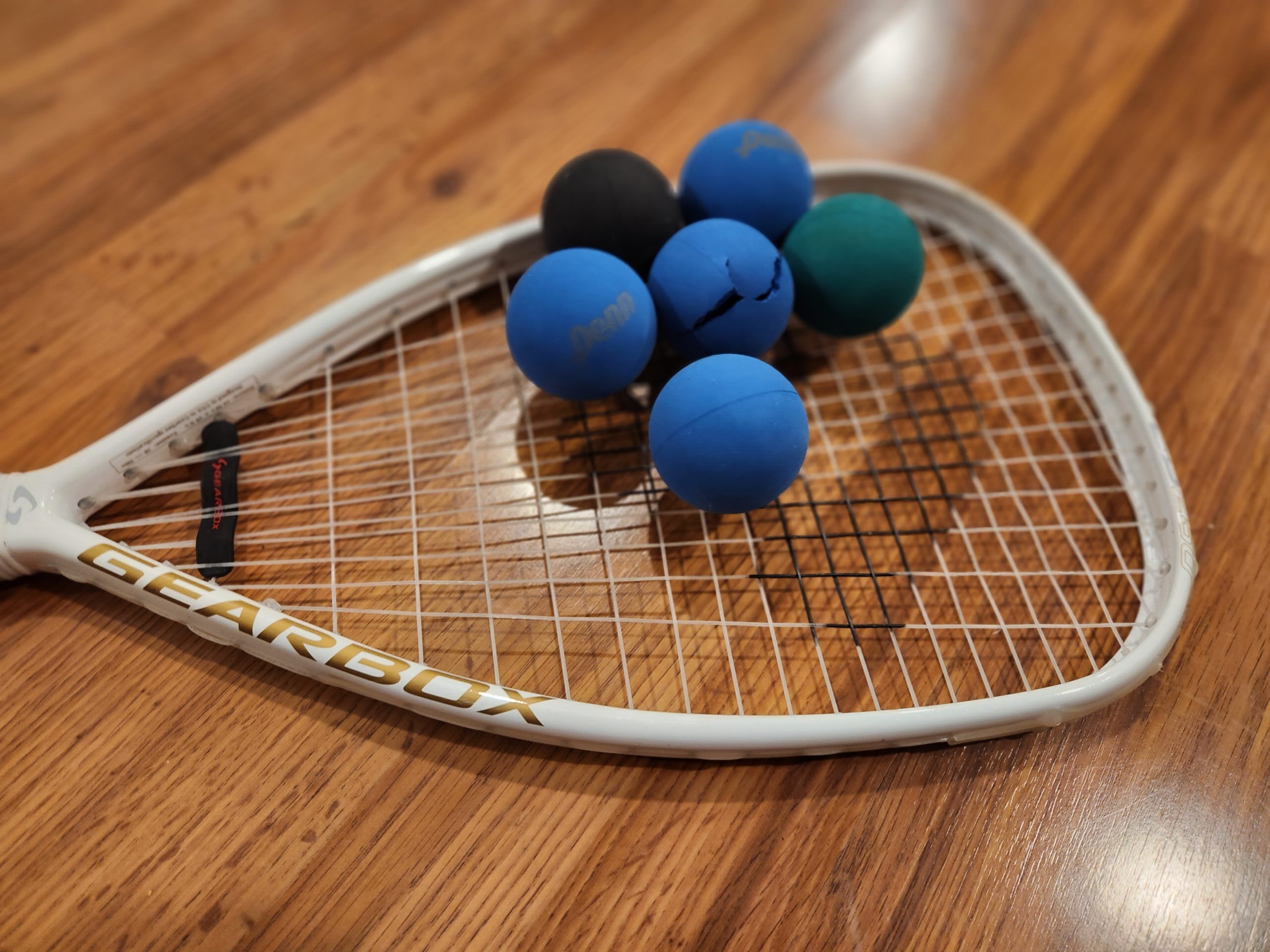 Racquetballs on racquet